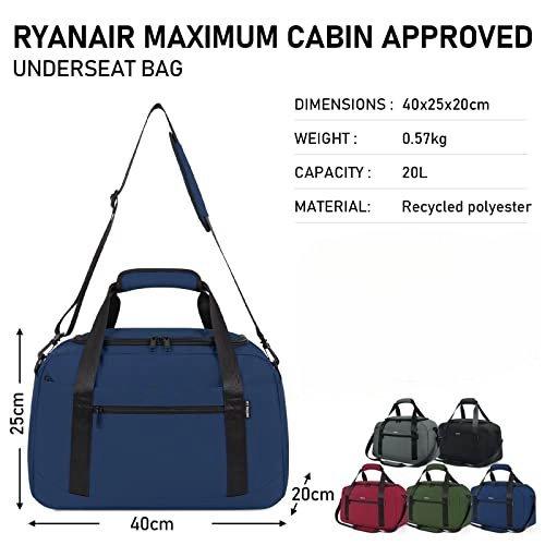 Only-bags.store  Handgepäck 40 x 20 x 25 cm für Ryanair Reisetasche für Flugzeug unter Sitz Handgepäck Koffer PET Recycled Umweltfreundliche Reisetasche Weekender Tasche für Männer und Frauen, 