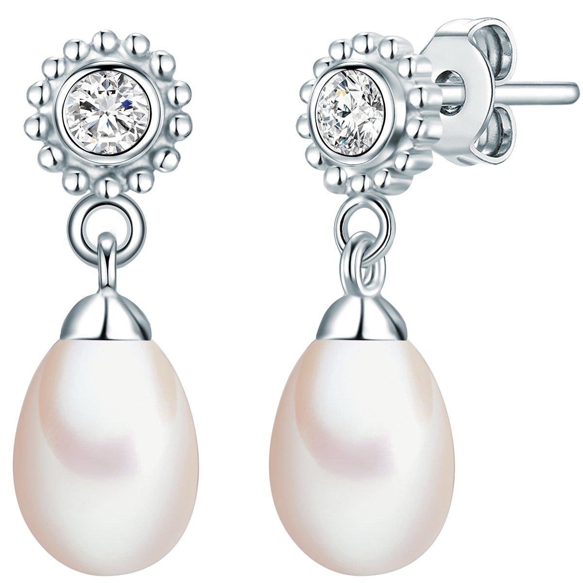 Valero Pearls  Femme Puce d'oreille en perle Fleur 