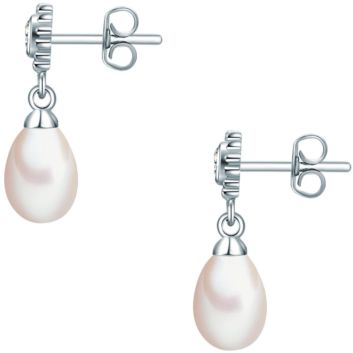 Valero Pearls  Femme Puce d'oreille en perle Fleur 