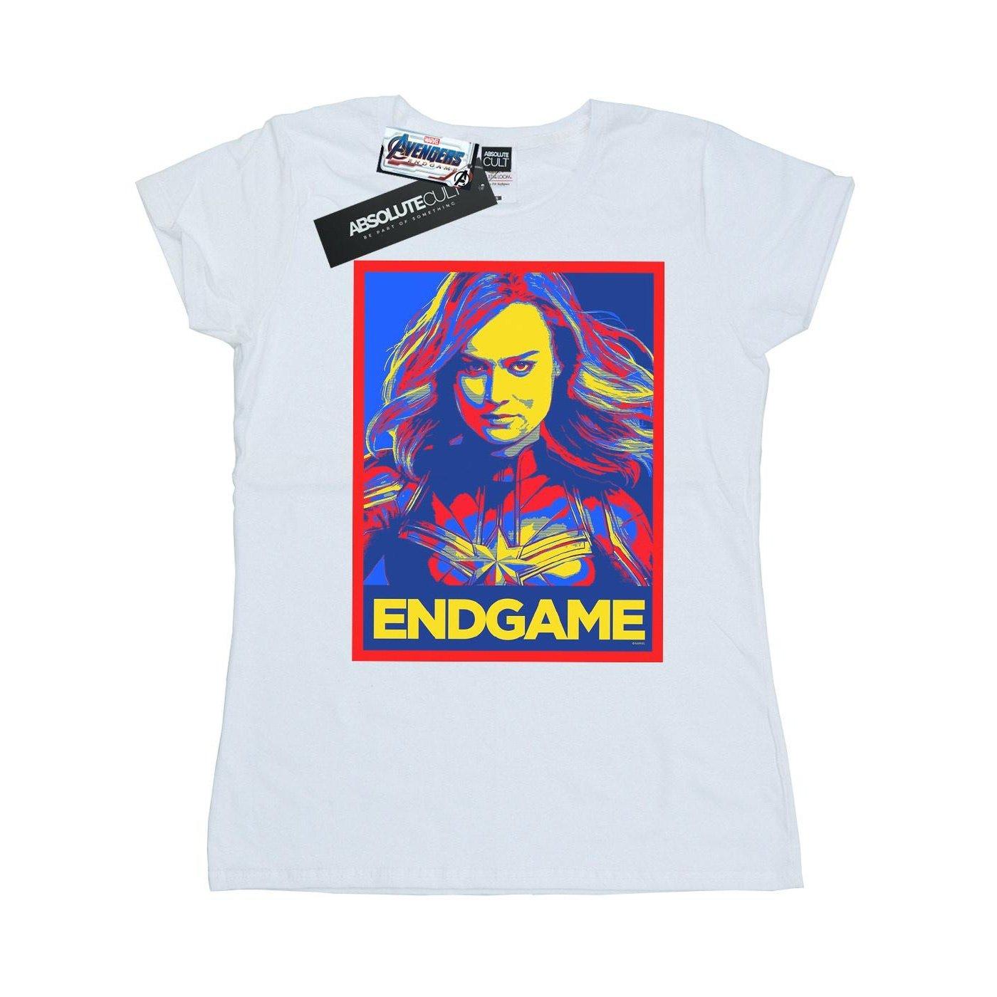 Image of Avengers Endgame Captain Poster Tshirt Damen Weiss M