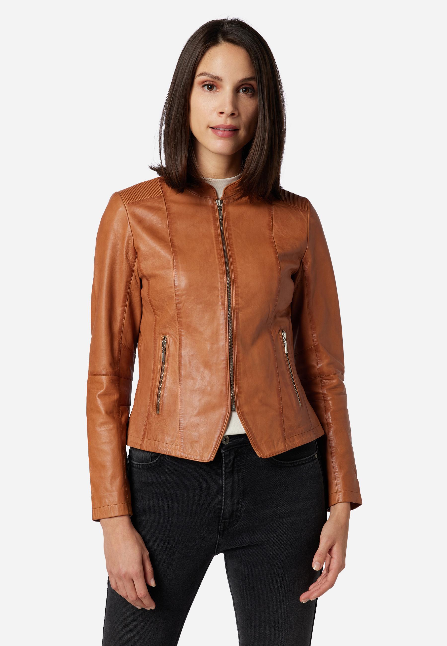 RICANO  Veste en cuir s Abigale, style classique en cuir d'agneau ultra doux 