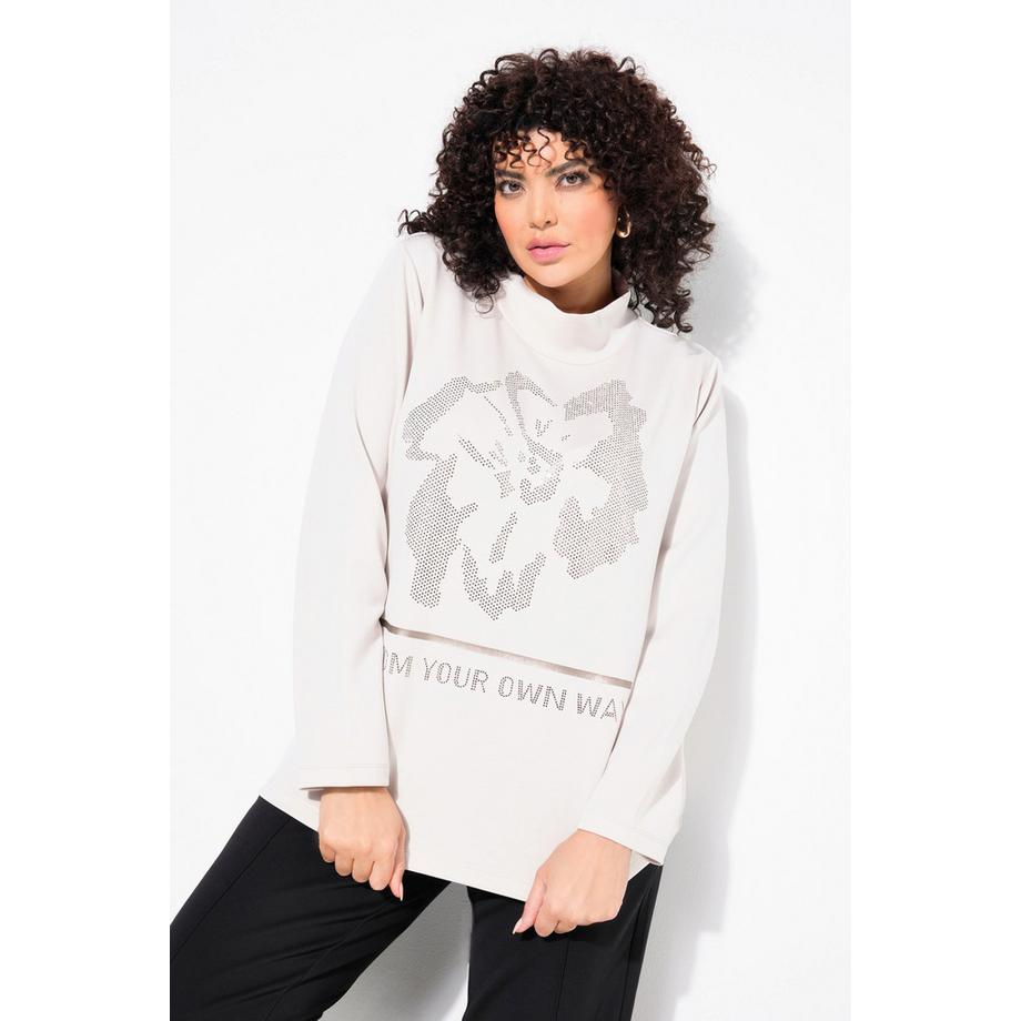 Ulla Popken Sweatshirt Blüte Stehkragen Langarm Modalmix  