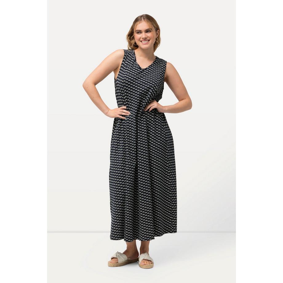 Ulla Popken Robe maxi en jersey A-ligne décolleté en V sans manches  