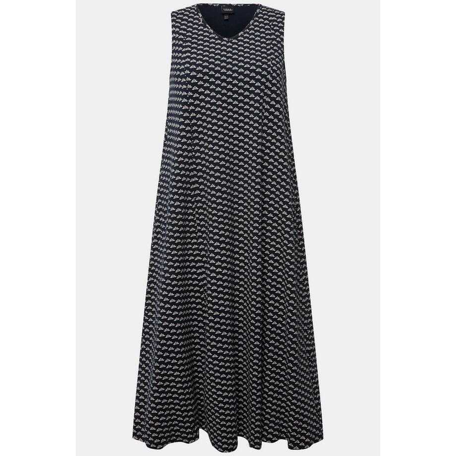 Ulla Popken Robe maxi en jersey A-ligne décolleté en V sans manches  