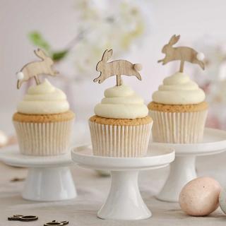 Ginger Ray Cupcake Toppers Lapin en Bois  