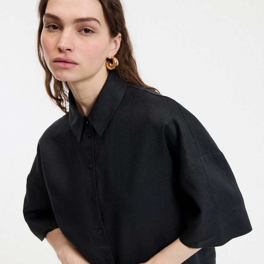 La Redoute Collections Leinenhemd mit weiten Ärmeln und Ellenbogen Signature  