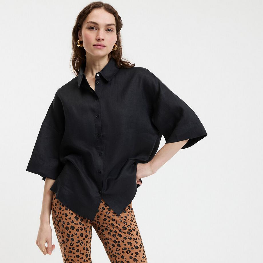 La Redoute Collections Leinenhemd mit weiten Ärmeln und Ellenbogen Signature  