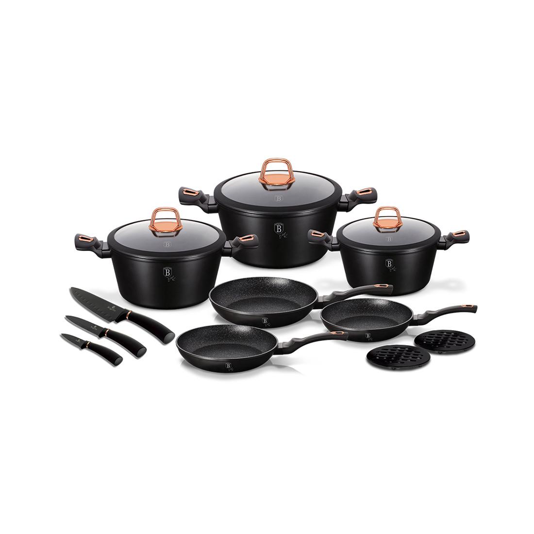 Image of 14-teiliges Marble Coating Cookware Set (black Rose) Unisex ONE SIZE