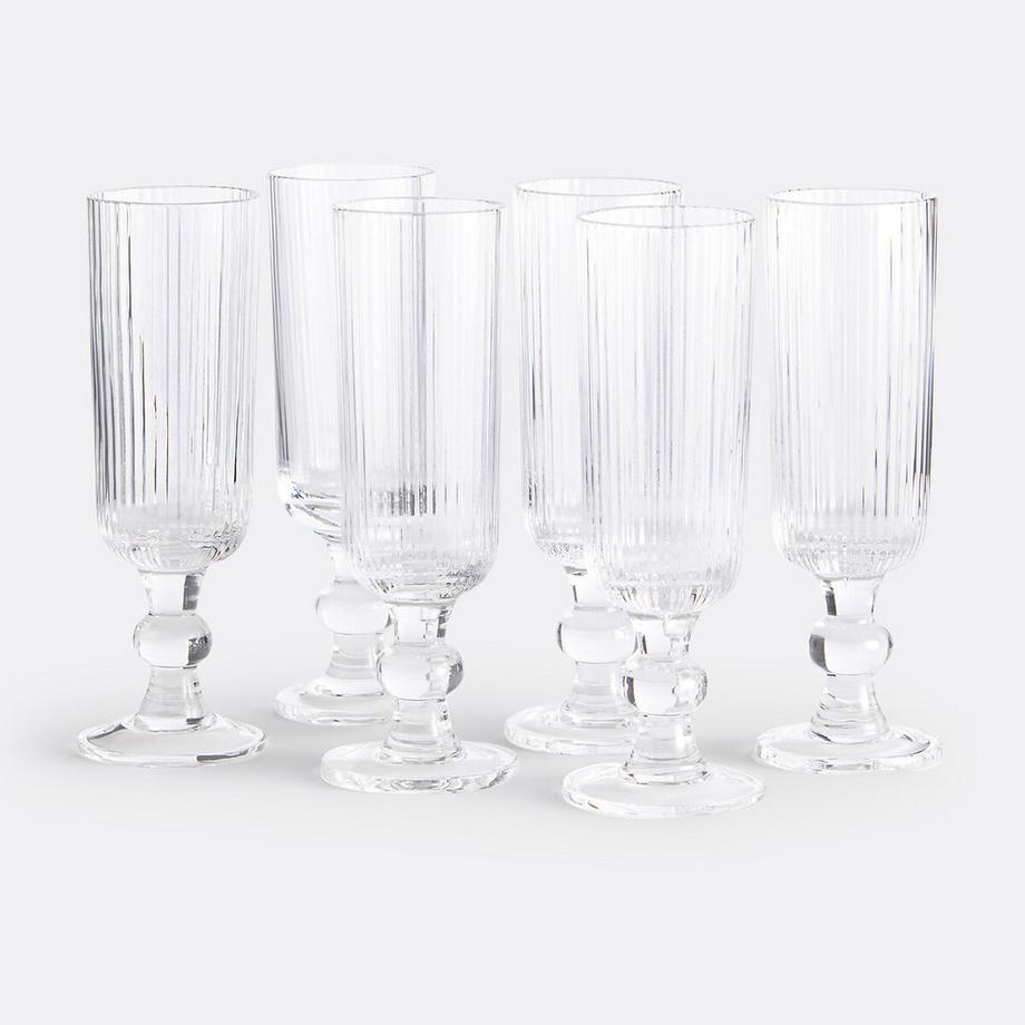6er-Set Sektgläser Ostri mit Rillenstruktur