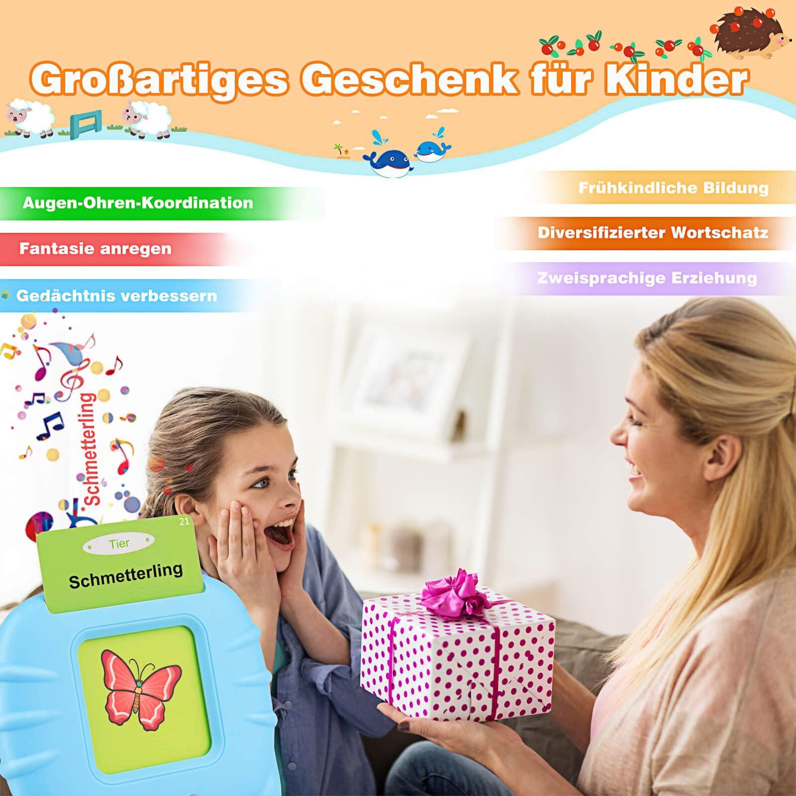 Activity-board  Allemand standard, Cartes flash parlantes jouet éducatif pour les tout-petits Vieux, 112 feuilles 224 mots, Jouet éducatif audible 