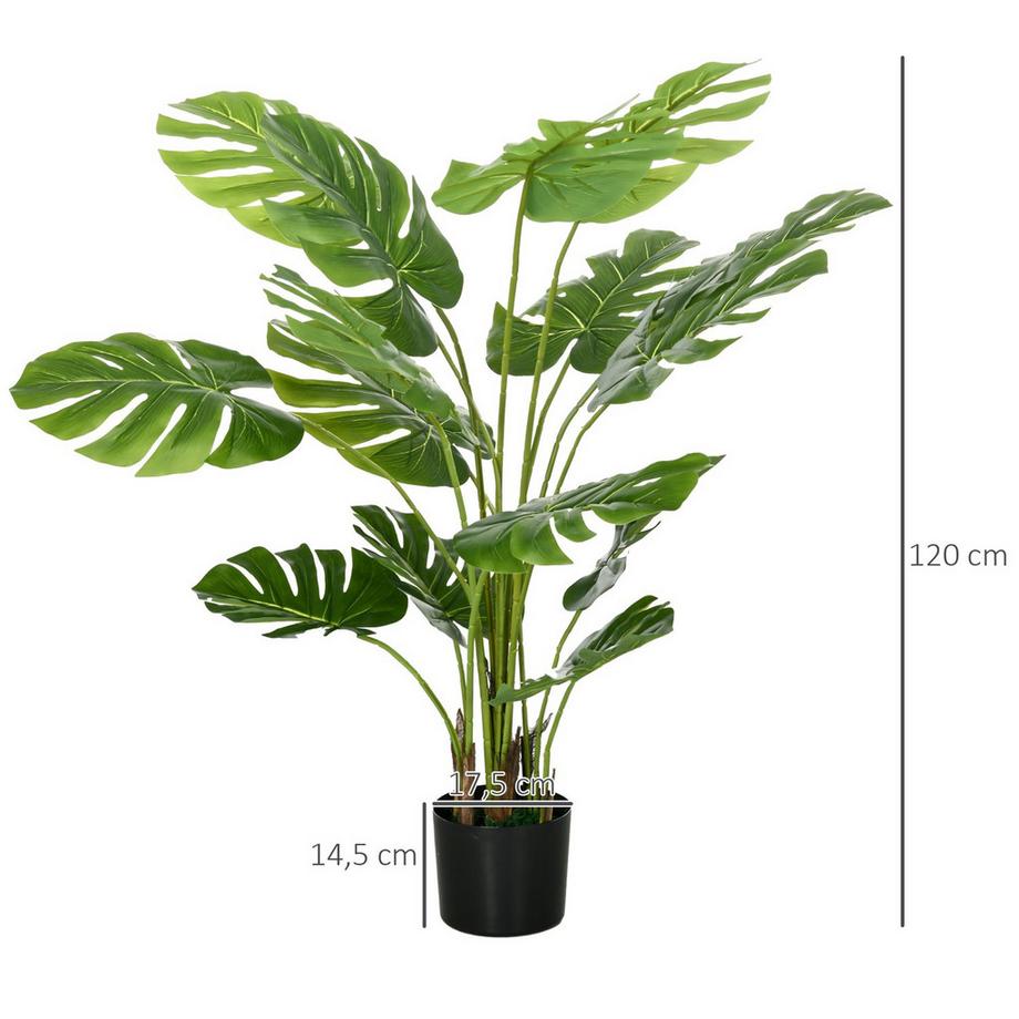 Northio Pianta Artificiale Monstera Da 120 Cm Con Fioriera E Muschio In Pe, Ingannevolmente Reale, Per Soggiorno, Verde  