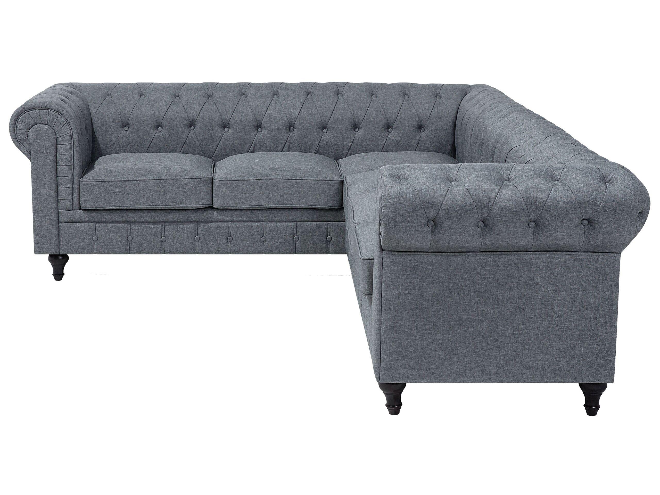 Beliani Canapé d'angle côté droit en Polyester Glamour CHESTERFIELD  