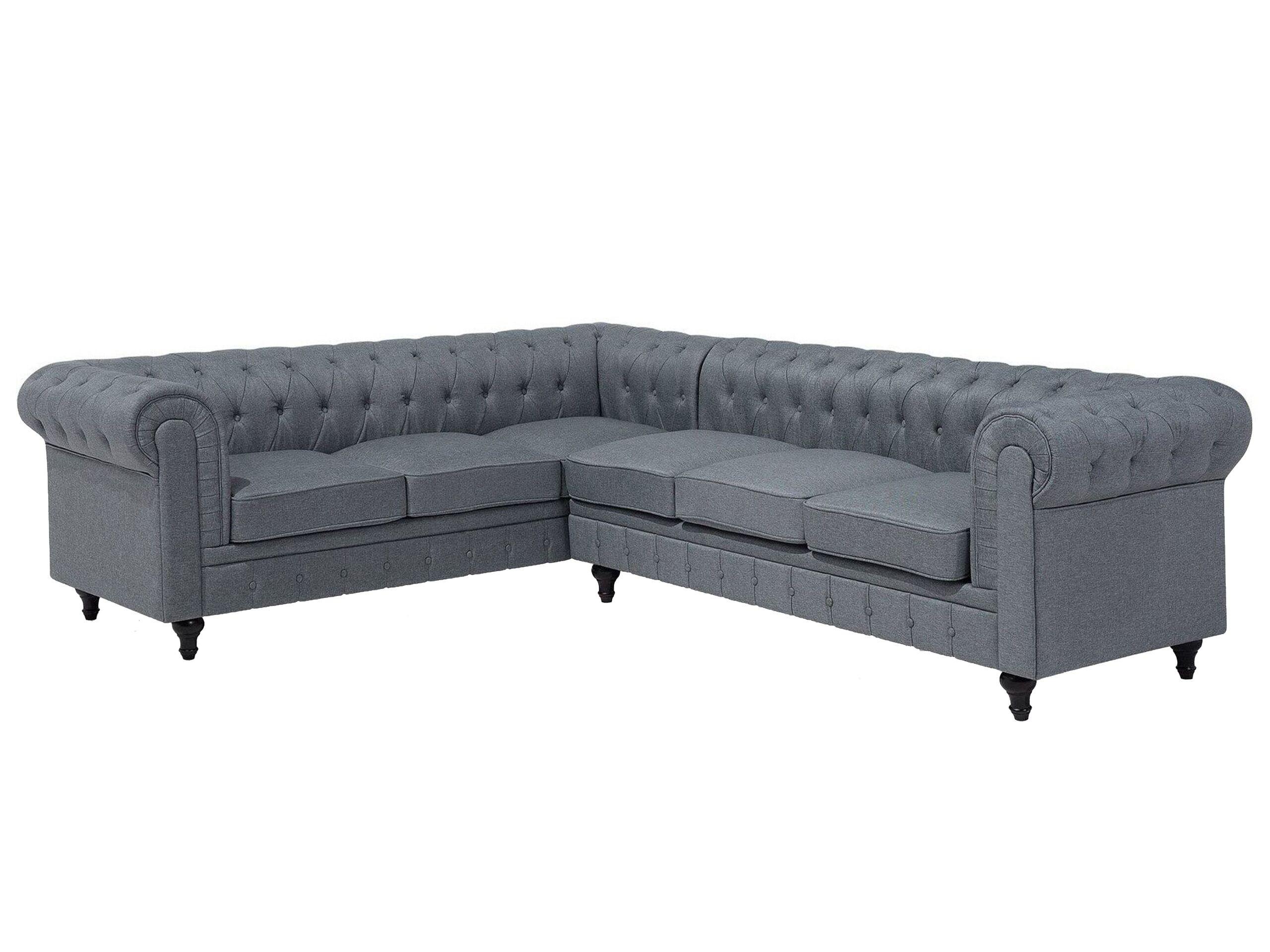 Beliani Canapé d'angle côté droit en Polyester Glamour CHESTERFIELD  