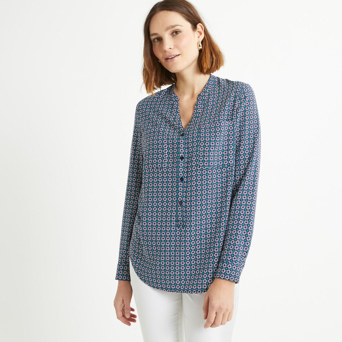 Image of Bluse Mit Henley-ausschnitt Damen Blau 40