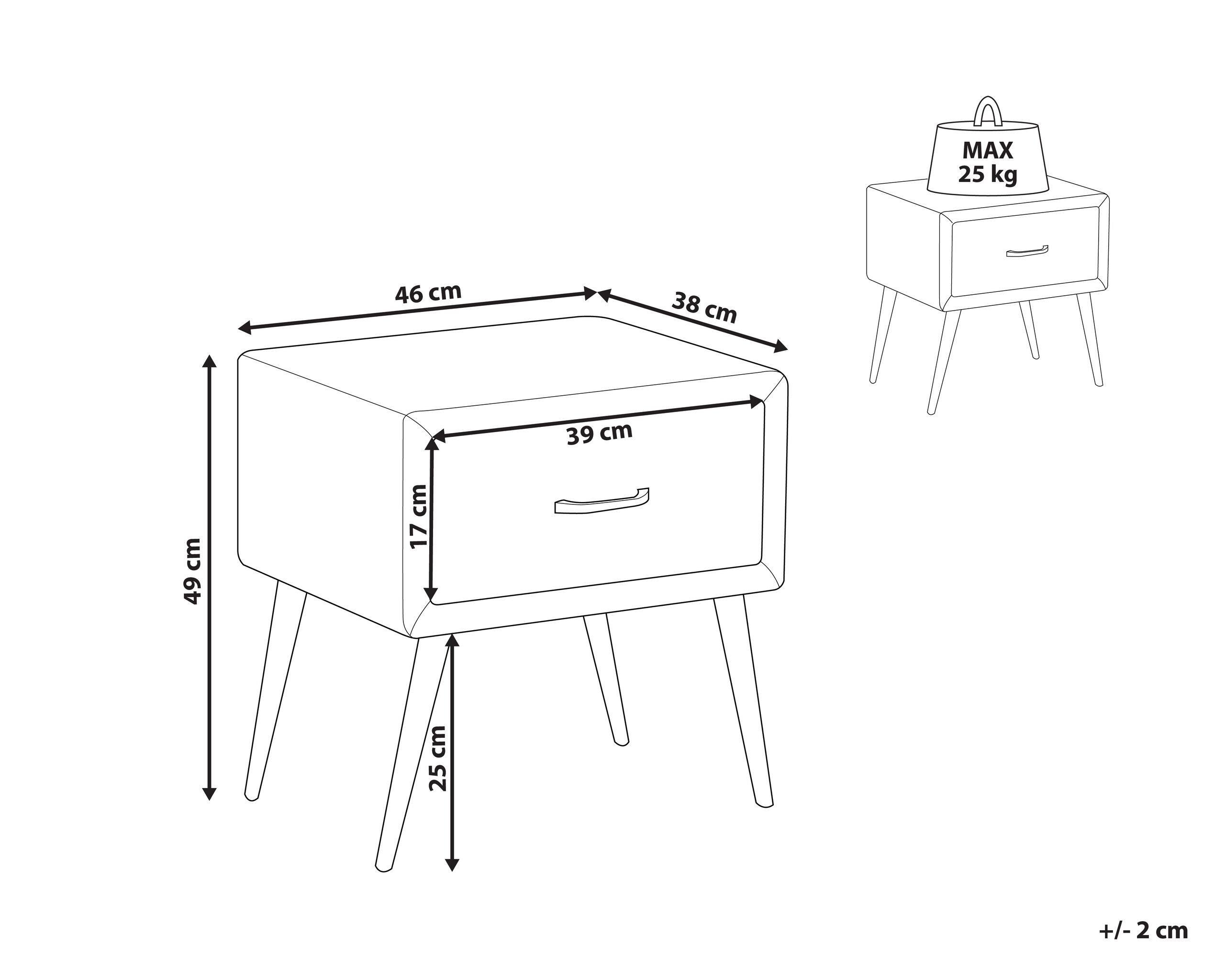 Beliani Table de chevet en Velours Moderne FLAYAT  