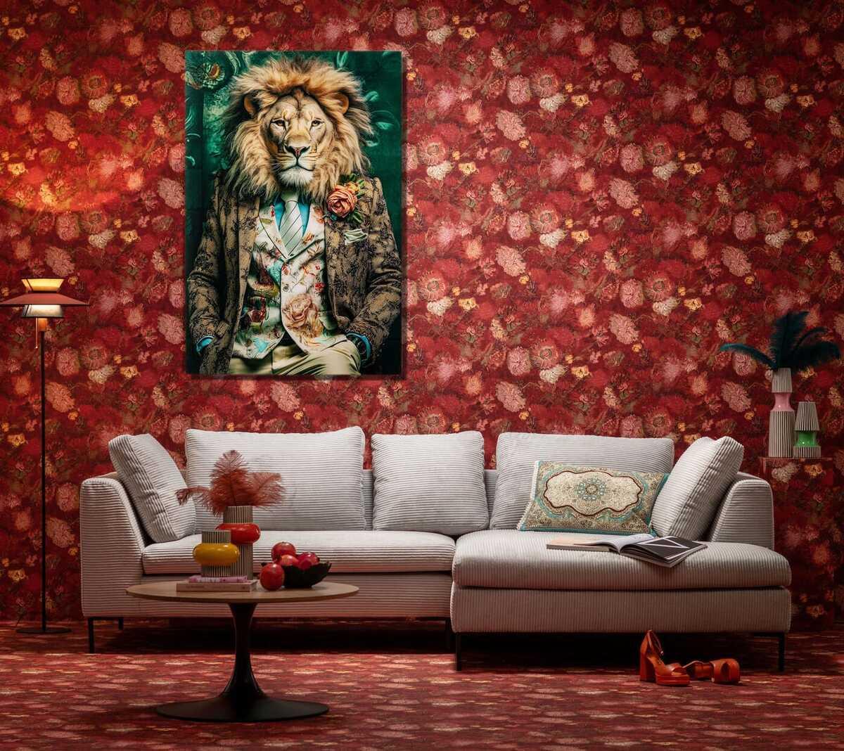 KARE Design Tableau en verre Mister Lion 150x100  