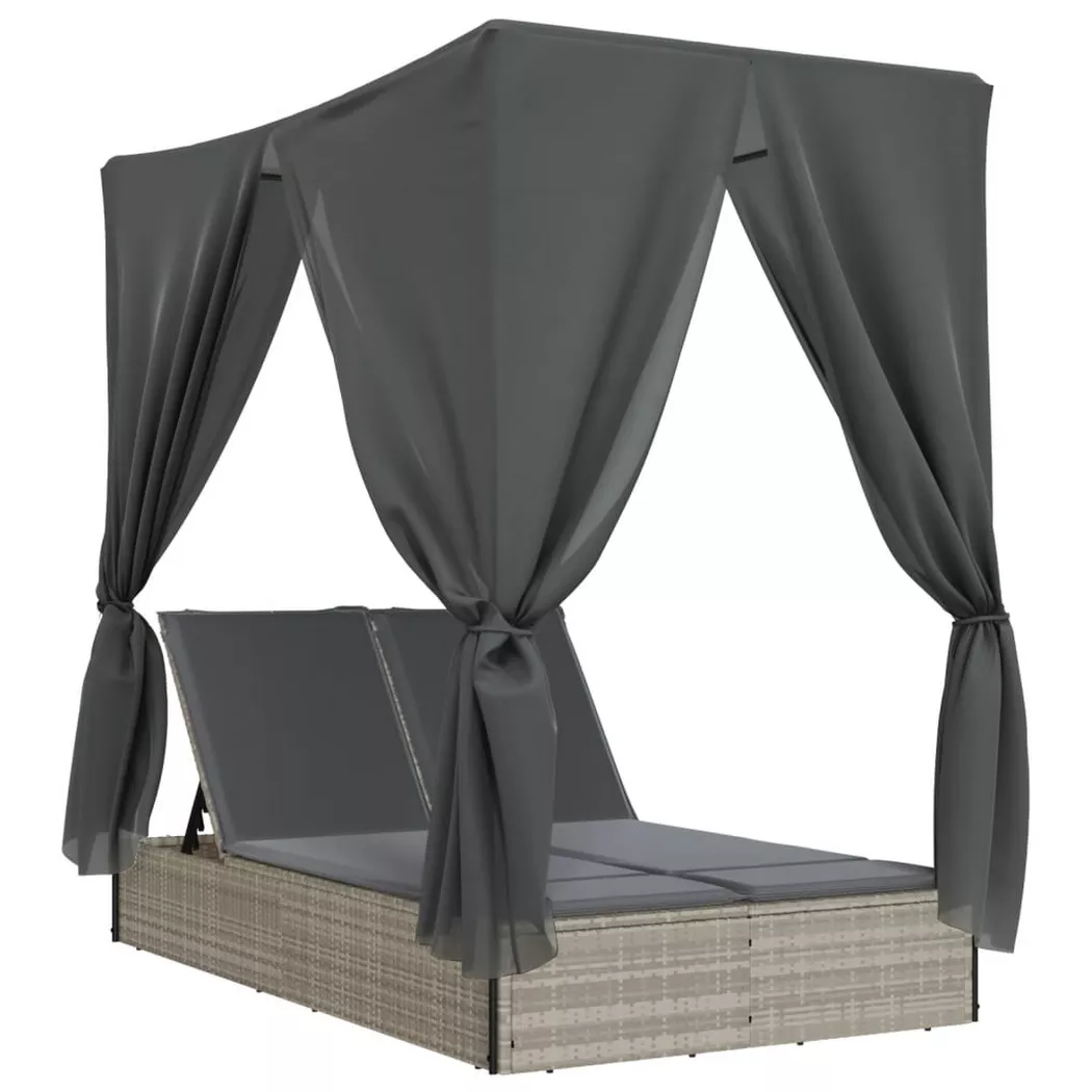 VidaXL - Doppel-sonnenliege poly-rattan, One Size, Grau