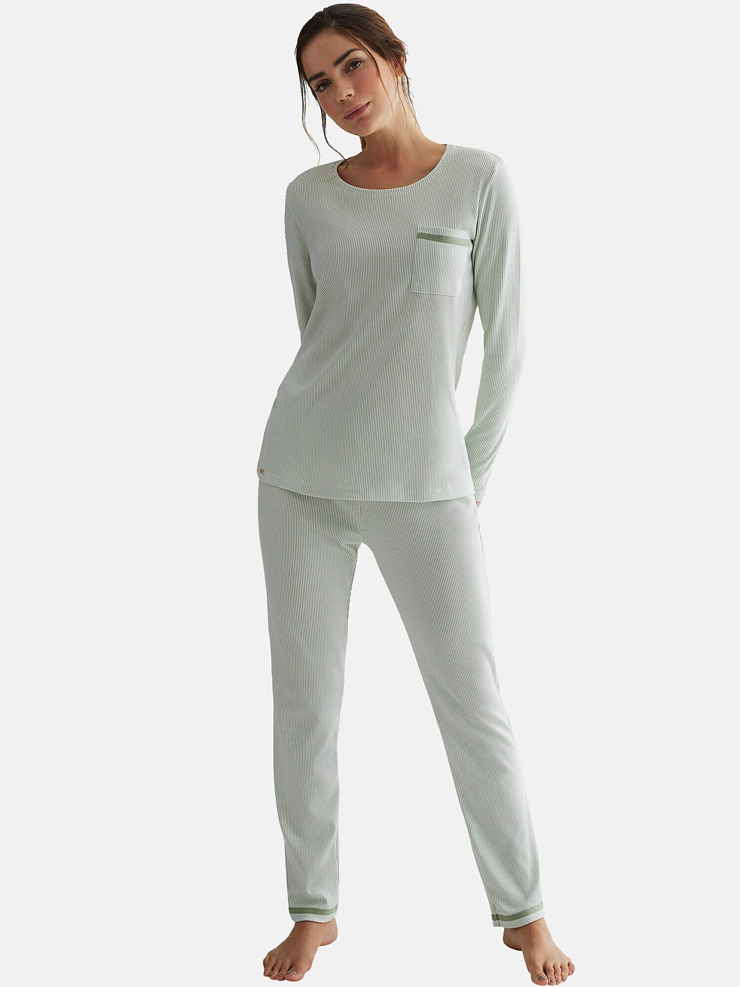 Image of Pyjama Hose Oberteil Langarm Rayas Unisex Grün XL