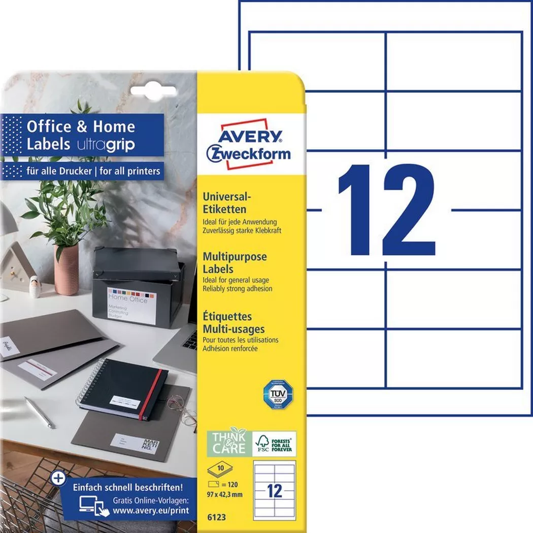 Avery-Zweckform – AVERY ZWECKFORM Etiketten 97×42,3mm, 120 Stk., One Size, Weiss
