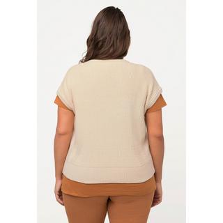 Ulla Popken Pull sans manches décolleté en V profond coton bio  