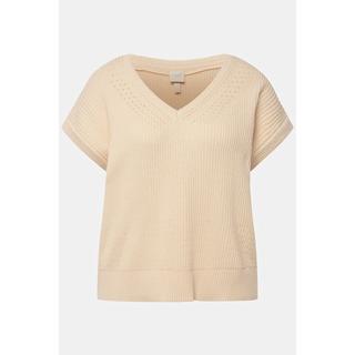 Ulla Popken Pull sans manches décolleté en V profond coton bio  