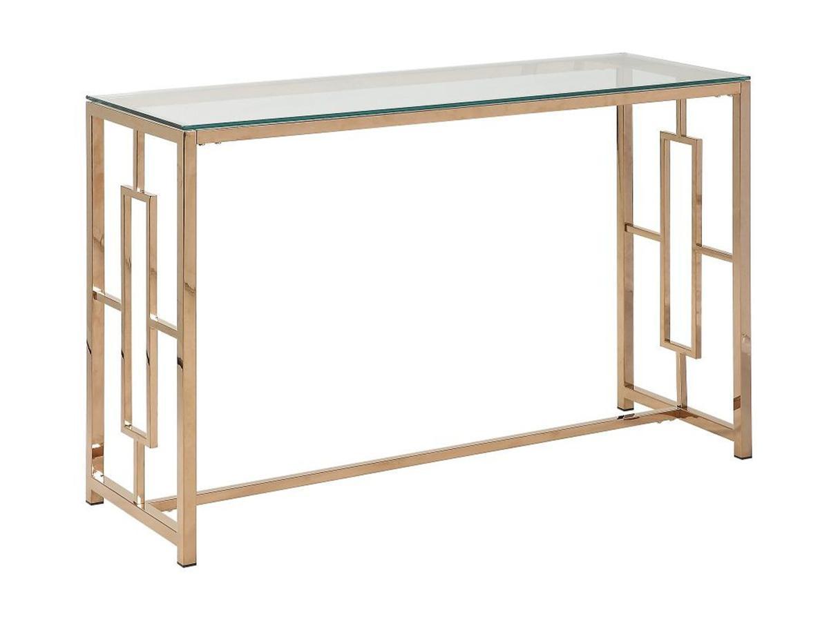 Vente-unique Console CLOTILDE Verre trempé acier Cuivré  