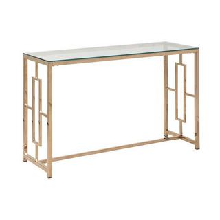 Vente-unique Console CLOTILDE Verre trempé acier Cuivré  