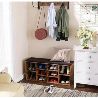 Pricenet Glänzende Schuhbank mit Netzregalen und Kissen  