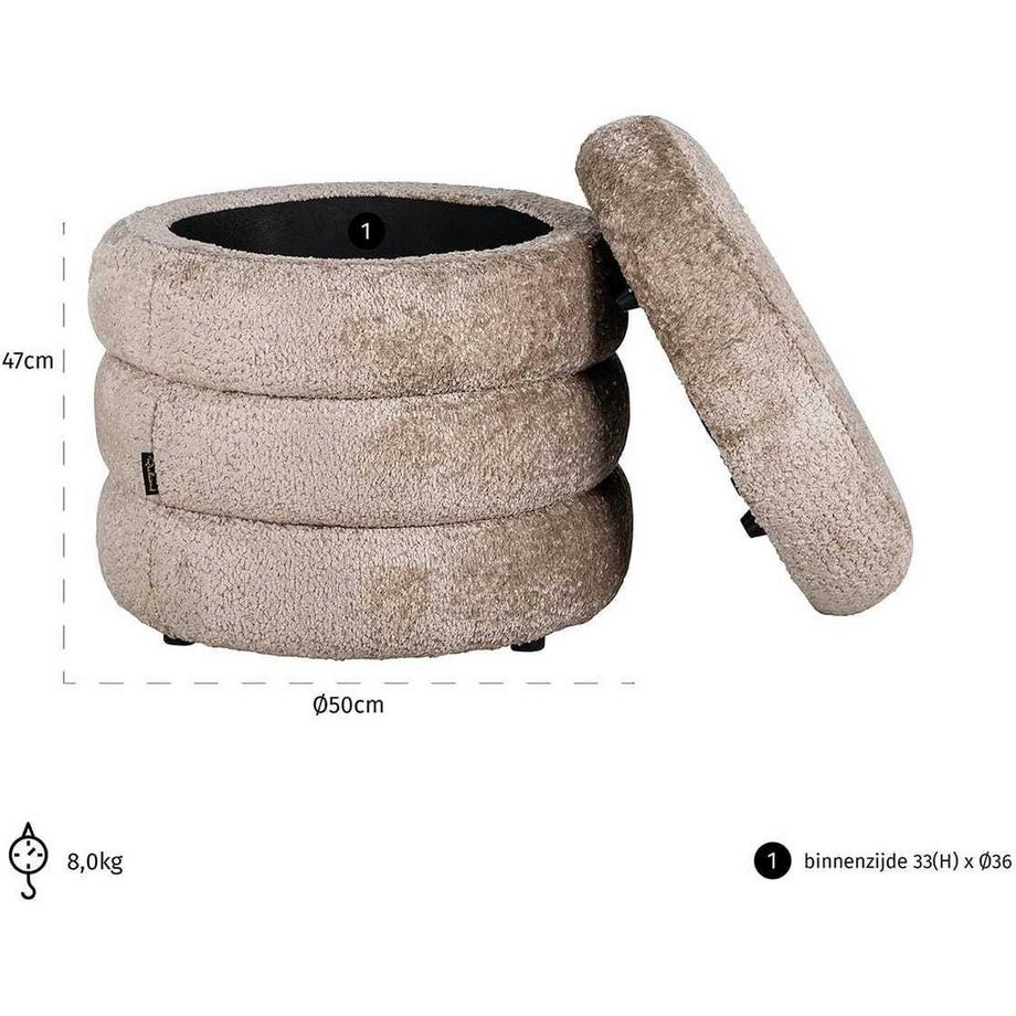 mutoni Pouf Adele natura rotonda 50  