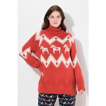 Pull à col roulé et manches longues, en coton bio, motif Fair Isle