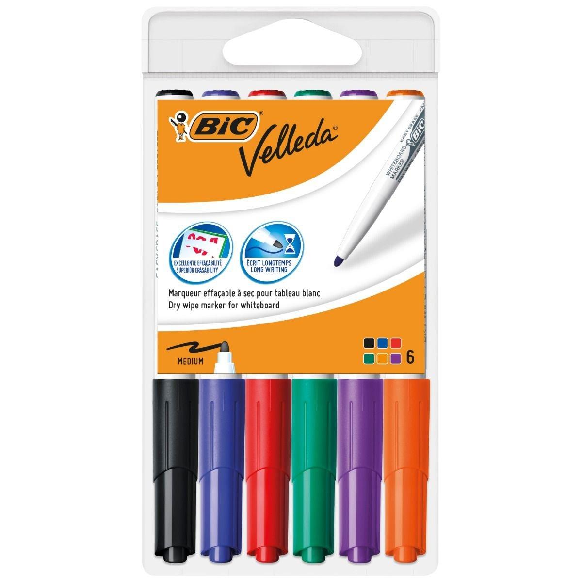 BiC  BIC Velleda 1741 marqueur 6 pièce(s) Pointe ogive Noir, Bleu, Vert, Orange, Violet, Rouge 