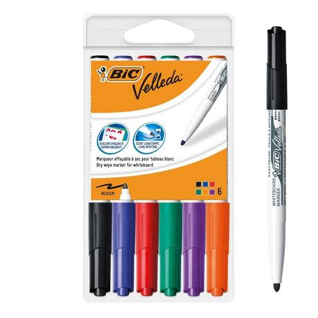 BiC  BIC Velleda 1741 marqueur 6 pièce(s) Pointe ogive Noir, Bleu, Vert, Orange, Violet, Rouge 