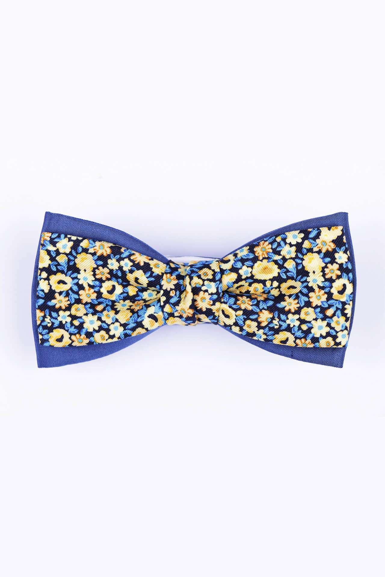 Image of Zweifarbige Geknotete Fliege Mit Blumenmuster Herren Gelb ONE SIZE