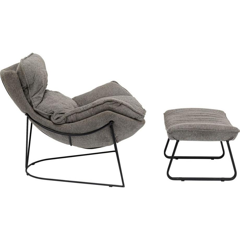 KARE Design Fauteuil avec tabouret Snuggle gris (2 pièces)  