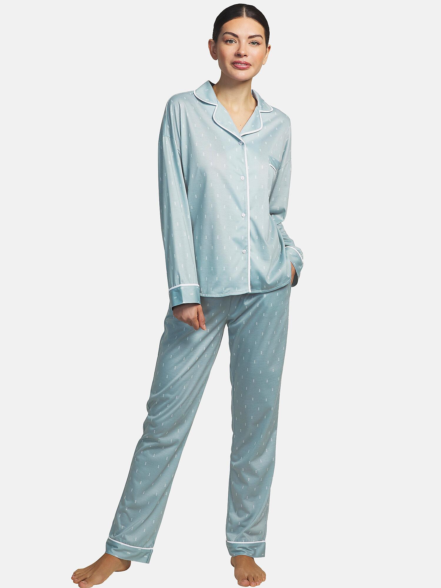 Image of Pyjama Hose Hemd Langarm Algodon Unisex Grün L