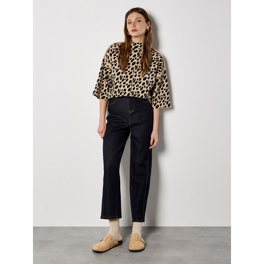 APRICOT T-shirt in maglia con stampa animalier  