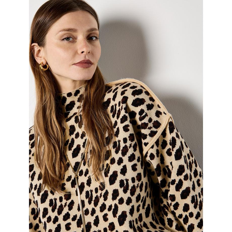 APRICOT T-shirt in maglia con stampa animalier  