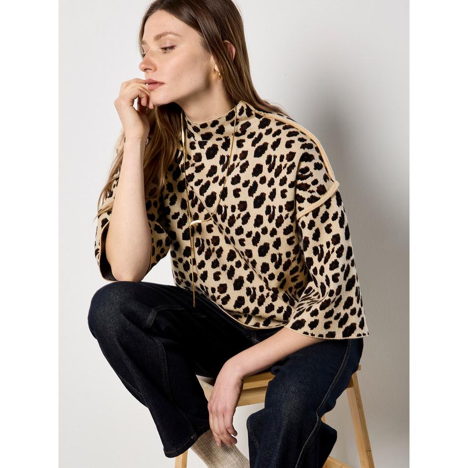 APRICOT T-shirt in maglia con stampa animalier  