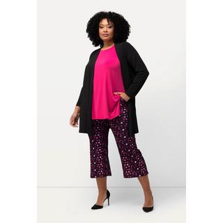 Ulla Popken  Pantalon 7/8 en jersey, jambe large. Imprimé à pois. Taille élastique 