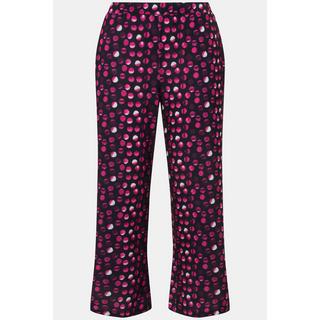 Ulla Popken  Pantalon 7/8 en jersey, jambe large. Imprimé à pois. Taille élastique 