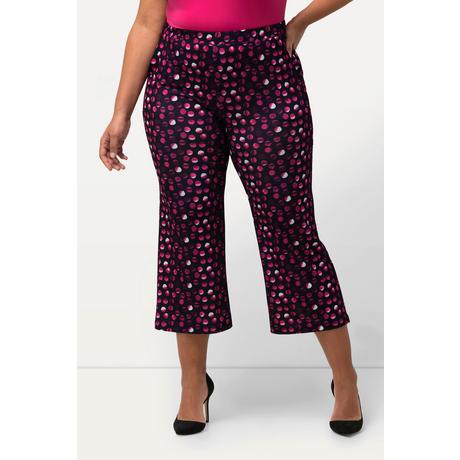 Ulla Popken  Pantalon 7/8 en jersey, jambe large. Imprimé à pois. Taille élastique 