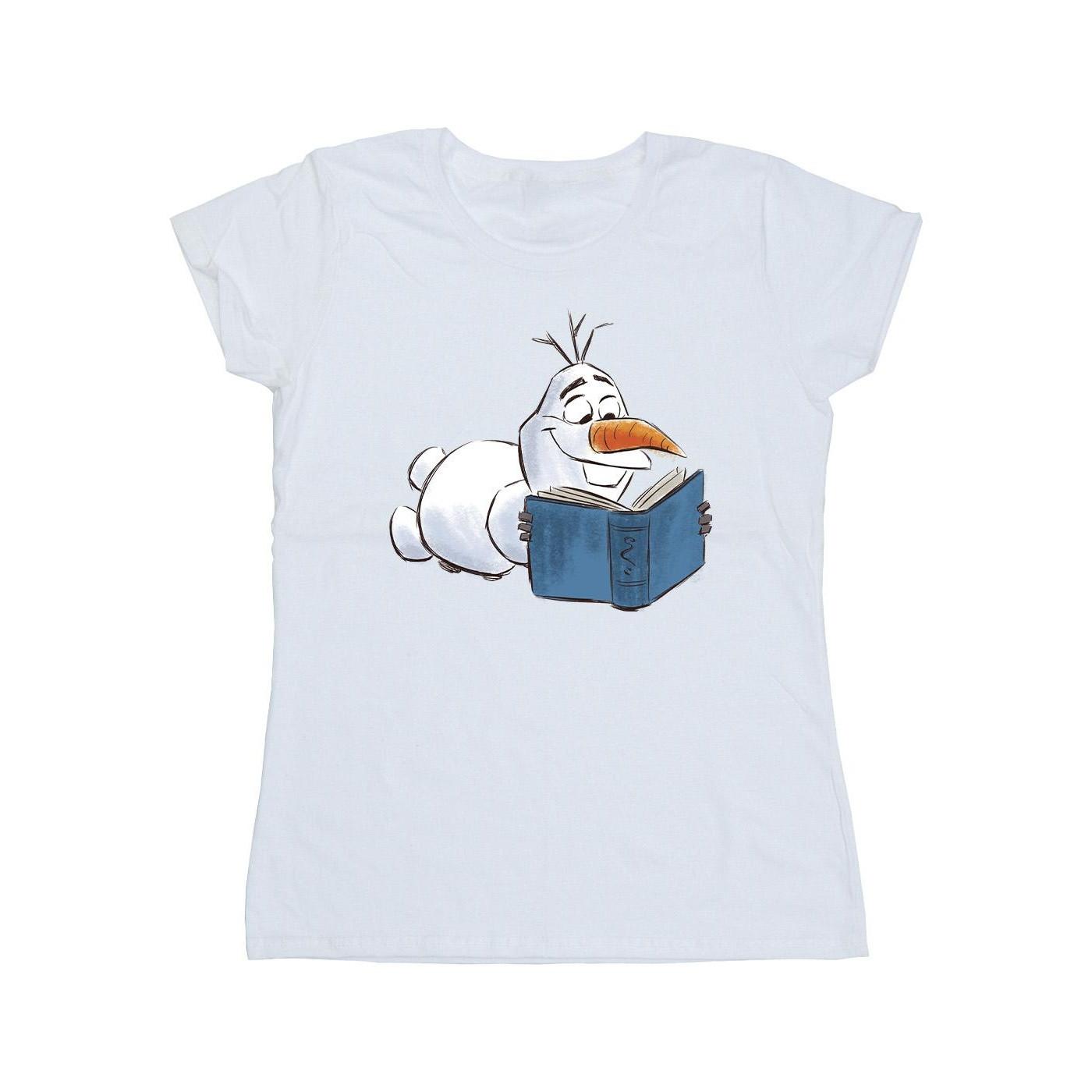 Image of Frozen Olaf Reading Tshirt Damen Weiss XL