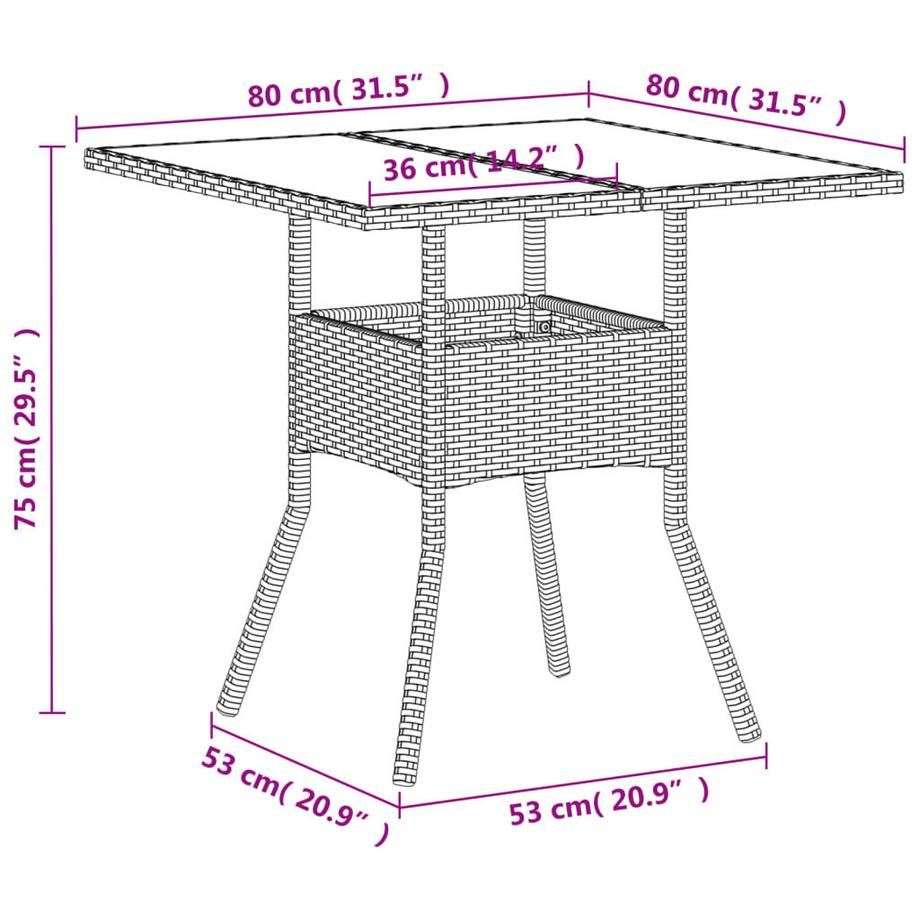 VidaXL Gartentisch poly-rattan  