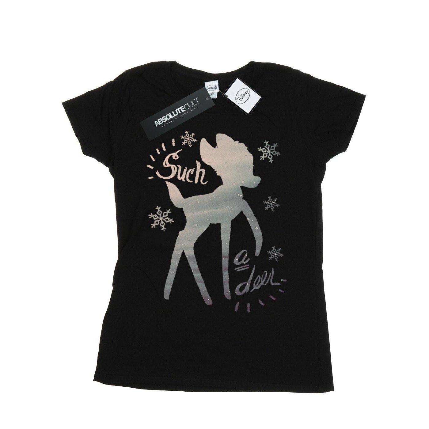 Image of Bambi Winter Deer Tshirt Damen Schwarz L