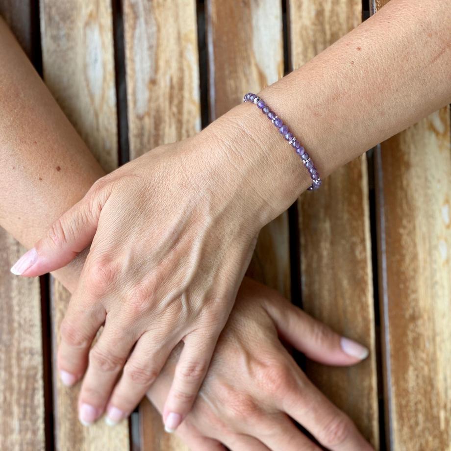 Balibay  Amethista  Stretch Armband mit Amethyst & Silber 