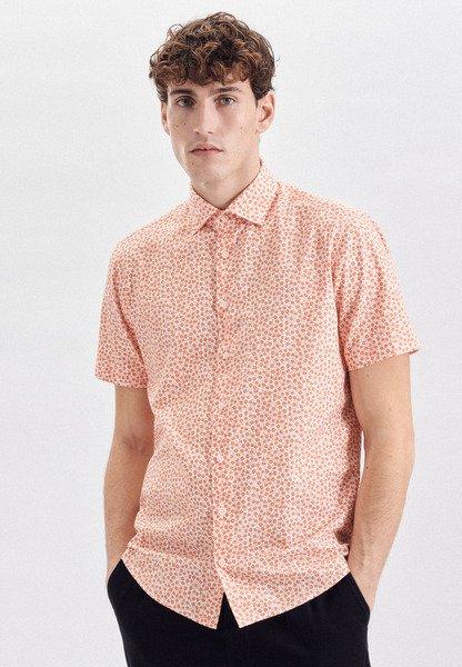Image of Casual Hemd Regular Fit Kurzarm Druck Herren Orange M/L