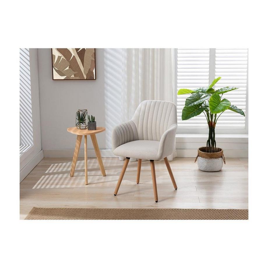 Vente-unique Stuhl mit Armlehnen 2erSet Stoff Metall Cremefarben ELEANA  