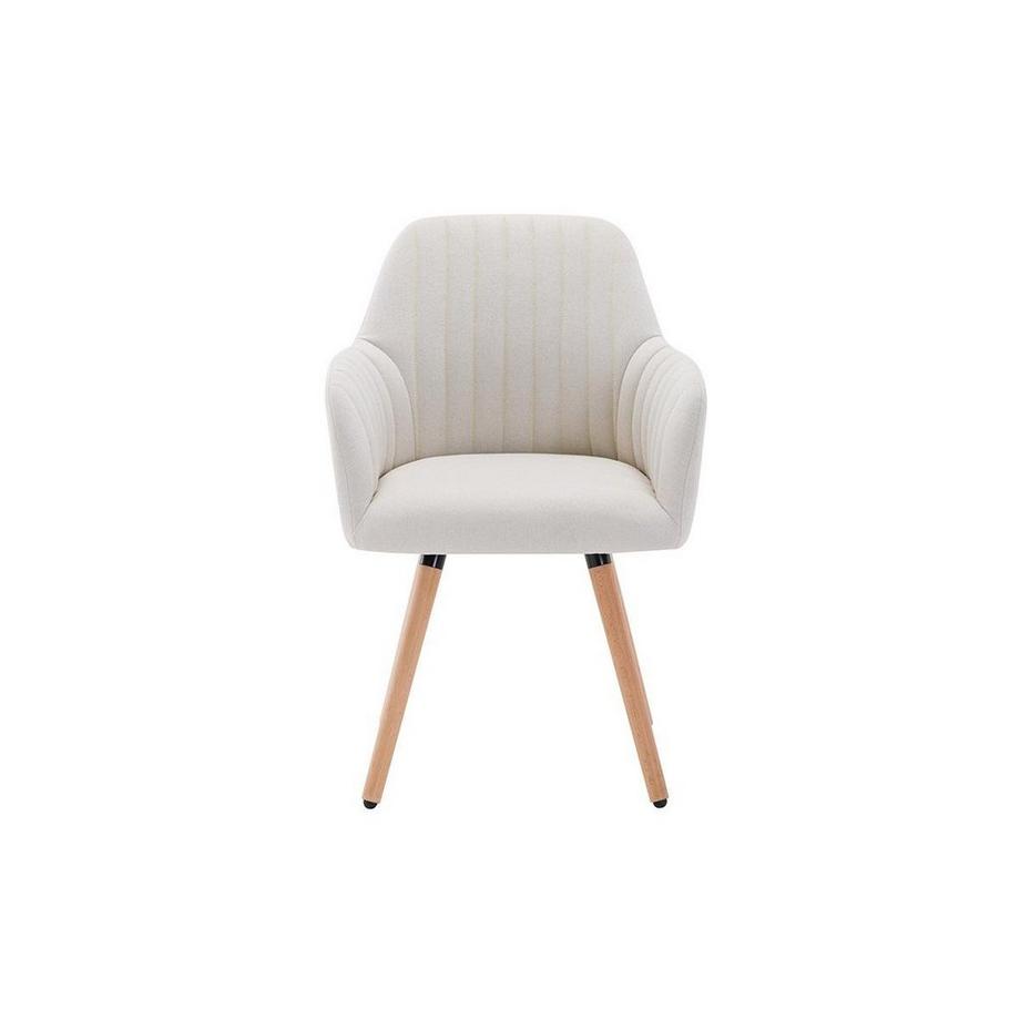 Vente-unique Stuhl mit Armlehnen 2erSet Stoff Metall Cremefarben ELEANA  