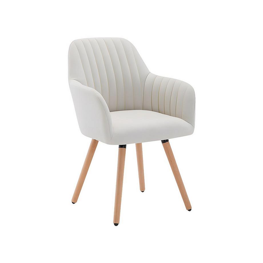 Vente-unique Stuhl mit Armlehnen 2erSet Stoff Metall Cremefarben ELEANA  