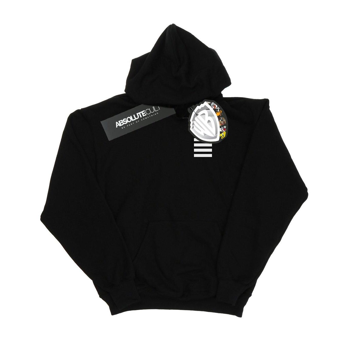 Image of Tweety Pie Striped Faux Pocket Kapuzenpullover Unisex Schwarz 140/146